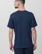Nike Памучна тениска Swoosh с лого Бял/Тъмносин