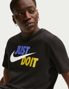 Nike Памучна тениска Swoosh с лого Черен/Жълт/Лавандула
