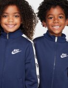Nike Спортен екип с цип и лого Бял/Тъмносин