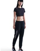 Nike Спортен панталон със средновисока талия и надпис - Бял/Тъмносин