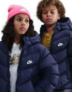 Nike Свободно подплатено зимно яке с лого Бял/Тъмносин