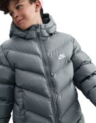Nike Свободно подплатено зимно яке с лого Пепеляво сиво