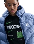 Nike Свободно подплатено зимно яке с лого Прашно синьо
