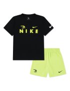 Nike Тениска и шорти с лого - 2 части Черен/Шам фъстък зелено
