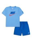 Nike Тениска с лого и къс панталон - 2 части Червен/Пастелносин/Кралско Синьо