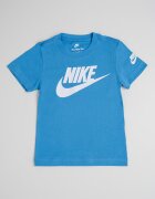 Nike Тениска с овално деколте и лого Бял/Светлосин