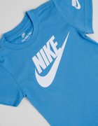Nike Тениска с овално деколте и лого Бял/Светлосин