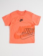 Nike Тениска с овално деколте и лого Черен/Розова сьомга