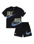 Nike Тениска с памук и лого и панталон - 2 части Пастелносин/Черен/Бледозелен