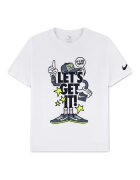 Nike Тениска с памук Let's Get It с графика Тъмносин/Избеляло черно/Бял
