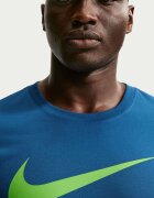 Nike Тениска Sportswear Swoosh с лого Лайм зелено/Син