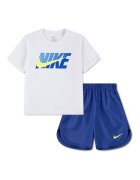 Nike Тениска WOVEN с лого и къс панталон Тъмносин/Бял/Шам фъстък зелено