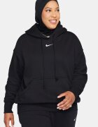 Nike Уголемено худи Phoenix с джоб кенгуру Черен