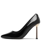NINE WEST екокожени обувки на висок ток със заострен връх и златист метален ток -