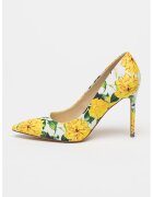 NINE WEST Флорални обувки Fresh с ток стилето - Зелен/Жълт