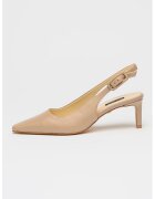 NINE WEST Кожени заострени обувки Esen с ток - Червеникаво бежово