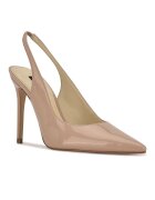 NINE WEST Лачени обувки Feather с отворена пета Бежов