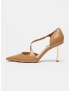 NINE WEST Лачени обувки стилето Dolen - Светлокафяв