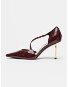 NINE WEST Лачени обувки стилето Dolen - Тъмночервен