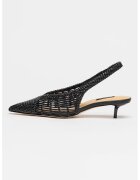 NINE WEST Обувки Edela с отворена пета и сплетен ефект - Черен