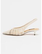 NINE WEST Обувки Edela с отворена пета и сплетен ефект - Слонова кост