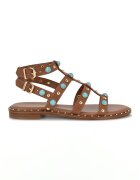 NINE WEST Сандали Mindela от еко кожа с апликации - Пастелносин/Светлокафяв
