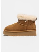 NINE WEST Велурени боти Elena с подплата от еко пух - Камел