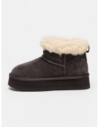 NINE WEST Велурени боти Elena с подплата от еко пух - Тъмнокафяв