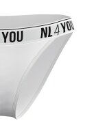 NL4YOU Бикини тип бразилиана с лого Бял/Черен