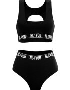 NL4YOU Бюстие All Black с гол гръб Черен