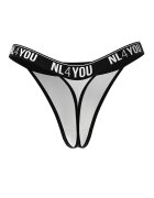 NL4YOU Танга с памук с лого Бял/Черен