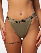 NL4YOU Танга с памук с лого Черен/Каки