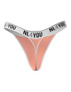 NL4YOU Танга с памук с лого на талията Бял Праскова XS