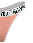 NL4YOU Танга с памук с лого на талията Бял Праскова XS