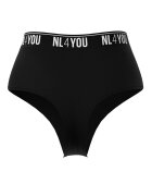 NL4YOU Танга с висока талия с лого Черен