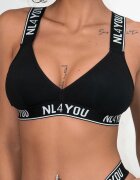 NL4YOU Триъгълно бюстие All Black с памук Бял/Черен
