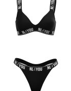 NL4YOU Триъгълно бюстие All Black с памук Бял/Черен