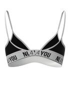 NL4YOU Триъгълно бюстие с лого Бял/Черен