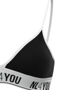 NL4YOU Триъгълно бюстие с лого Бял/Черен