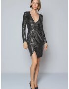 Nympha Clothing Блестяща рокля с дълбоко V-образно деколте - Черна