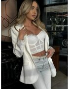 Nympha Clothing Къс топ със сърцевидно деколте - бял