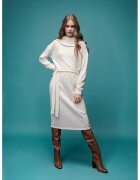 Nympha Clothing Рокля миди с паднали ръкави и колан Elvi - Бяла