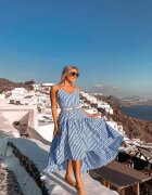 Nympha Clothing Рокля на райета Oia - Син