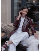 Nympha Clothing Сако тип Оксфорд блъдлъдско червено сако