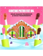 NYX Professional Makeup Комплект ограничено издание за устни Holiday Fat Gingerbread House Kit Нелепкав гланц за устни 12H издръжливост Ограничено издание за празници 7 броя