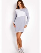 OEM Дамска рокля - L020 - размер L/XL - 95% памук - 5% еластан - миди дължина - джобове - дълъг ръкав - високо качество - високо качество - сиво