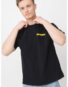 Off-White Тениска с овално деколте и надпис - Бял/Черен/Жълт