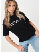 Off-White Тениска с овално деколте и надпис - Черен/Мръснобял