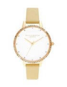 OLIVIA BURTON Дамски часовник - Неръждаема стомана/Кожа - Кварцов - 34мм - Златист/Бял