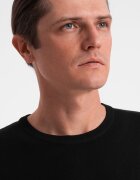 OMBRE Едноцветна блуза с овално деколте Черен